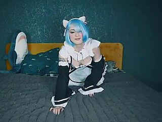 Cat Girl Rem Says Fuck My Tight Holes Subaru in Anal Cosplay