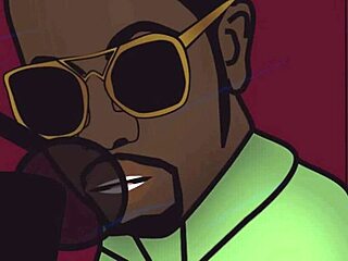 Is this ebony pornstar sucking cock in interracial lesbian scene?