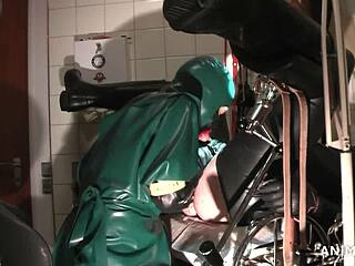 rubbernurse agnes in green gown sucks jammed sperm