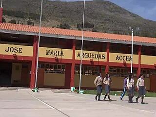 Peruvian women perform traditional dances.