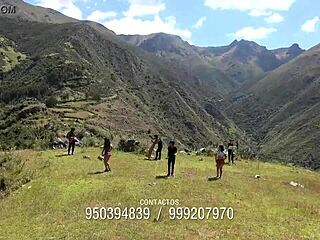 Peruvian women perform traditional dances.