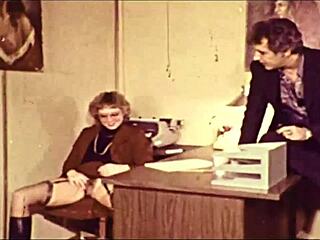 vintage secretary seduces in retro london office