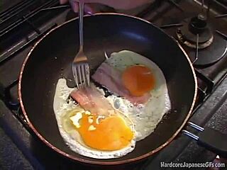 Japanese man licks and fucks wife hard till cumshot!