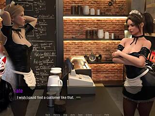 Kate in cosplay as maid in public outdoor game