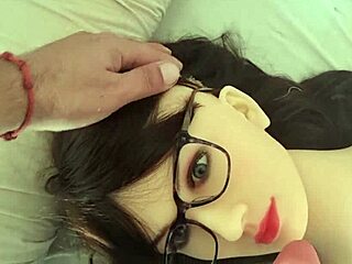 my schoolgirl doll gives blowjob to big cock