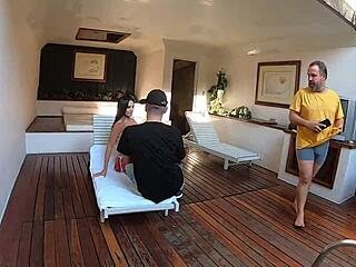 Gabriela feels excited in her backstage shower debut