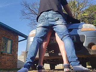 Stepdaughter gets fucked on her first car with wet pussy