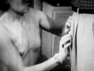 Vintage Milf Unveils Hairy Charm in Retro Blowjob Scene