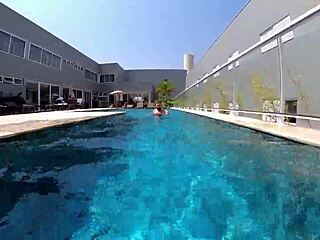 Married Woman Caught in Pool Action with Unknown Worker?