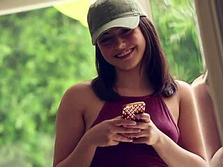 Natural beauty undressing with curvy brunette charm tonight