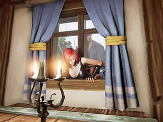 elf thief stuck in window for rough whorecraft action