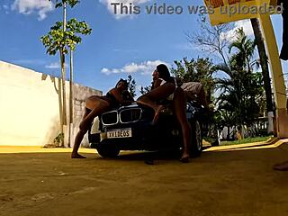 Photo shoot with two hot women in BMW featuring Soraya Castro, Diana Smith, Cruz Fox, Binho Ted