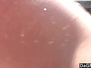 lesbian trio kissing and licking on the wharf