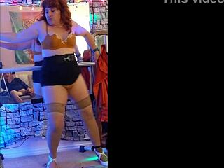 i watch my hotwife steffi dance in orange satin pussy