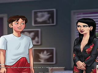 In summertime saga, the asian girl experiences her craziest sex ever with blowjob