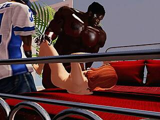 Red Headed Cheerleader Services Big Black Cocks In Interracial Gangbang