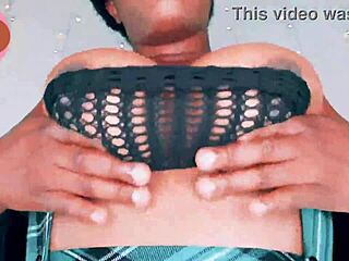 oh man, hairy ebony Karla Karess stripping in cosplay... spittin’ on them big titties!