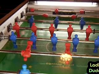 Femdom babes in 3way pound guy's asshole using glass bottle