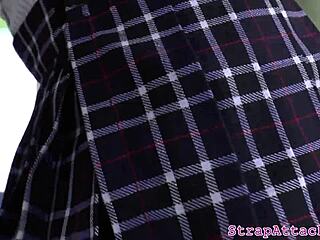 Big tits dominatrix babe rims slave's asshole in stockings