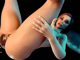 busty girl uses anal glass dildo in 3d anime porn