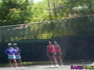 Young women humiliated naked in the open air