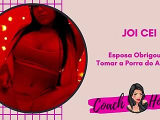 Wife forces cuckold to drink lover's cum in guided jerk off.