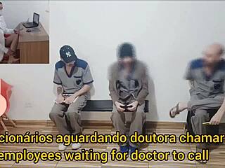 Exame Admissional! Doutora Consulta Funcionários at Work with Dirty Talk and Cum on Ass in Office!