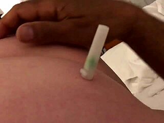 chubby blonde takes needles during wild blowjob