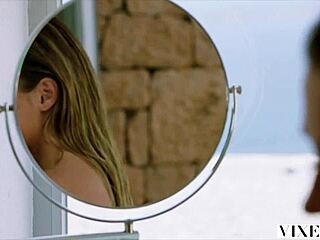 The vixen student rides her boss's cock after getting caught at work