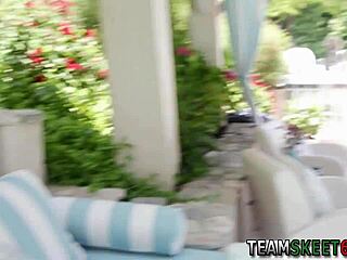 Young girl gives handjob and blowjob to big cock