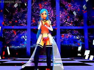 Half-Naked Girl Dancing In Anime Style