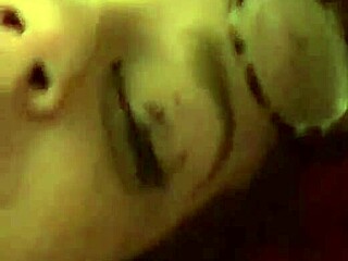 Nerdy skinny girl with small tits gets deepthroat and cum facial in POV