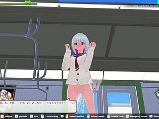 Watch this hentai girl give a blowjob in the elevator, squirting and taking a creampie cumshot!