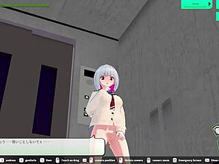 Watch this hentai girl give a blowjob in the elevator, squirting and taking a creampie cumshot!