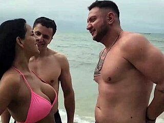 Two couples engage in outdoor sex with two adventurous beach bunnies