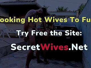 Cuckold wife fucked in garage by neighbor's monster cock.