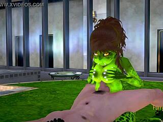 Furry hentai lizard and wolf in uncensored fingering action