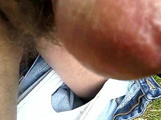 I felt so excited giving a blowjob outdoors, and he came in my mouth passionately.