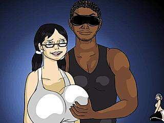 Big tit nerdy teen sucks my fat black dick