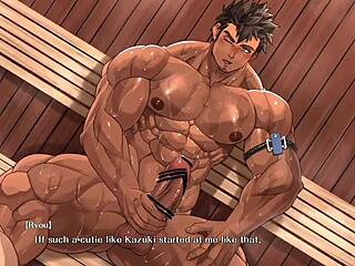 肌肉男在桑拿口交并操年轻小伙