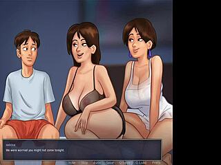 Stepmom and her friend fuck stepson in missionary position