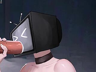 TV woman sucks cameraman's big dick