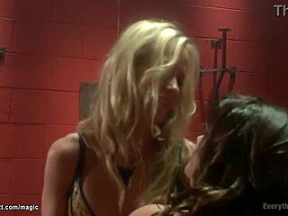 Busty milf lezdom fists brunette's tight ass