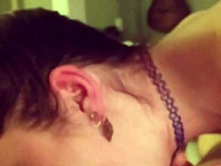 horny brunette slut gives sloppy blowjob to friend in homemade video