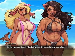 my pig princess hentai game pornplay ep 25 sling bikini and bdsm swimwear contest on public beach