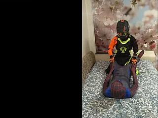 Spiderman And Biker Gay Masturbation