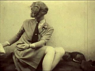 Vintage Beauty Unveils Hairy Charm in Outdoor Retro Scene