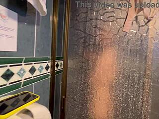 Blonde Colombian prostitute caught masturbating in bathroom