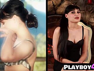 Redhead big tits model angela ryan posing in costume and exposed body