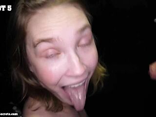 claire deepthroats big cock and swallows cum in gloryhole